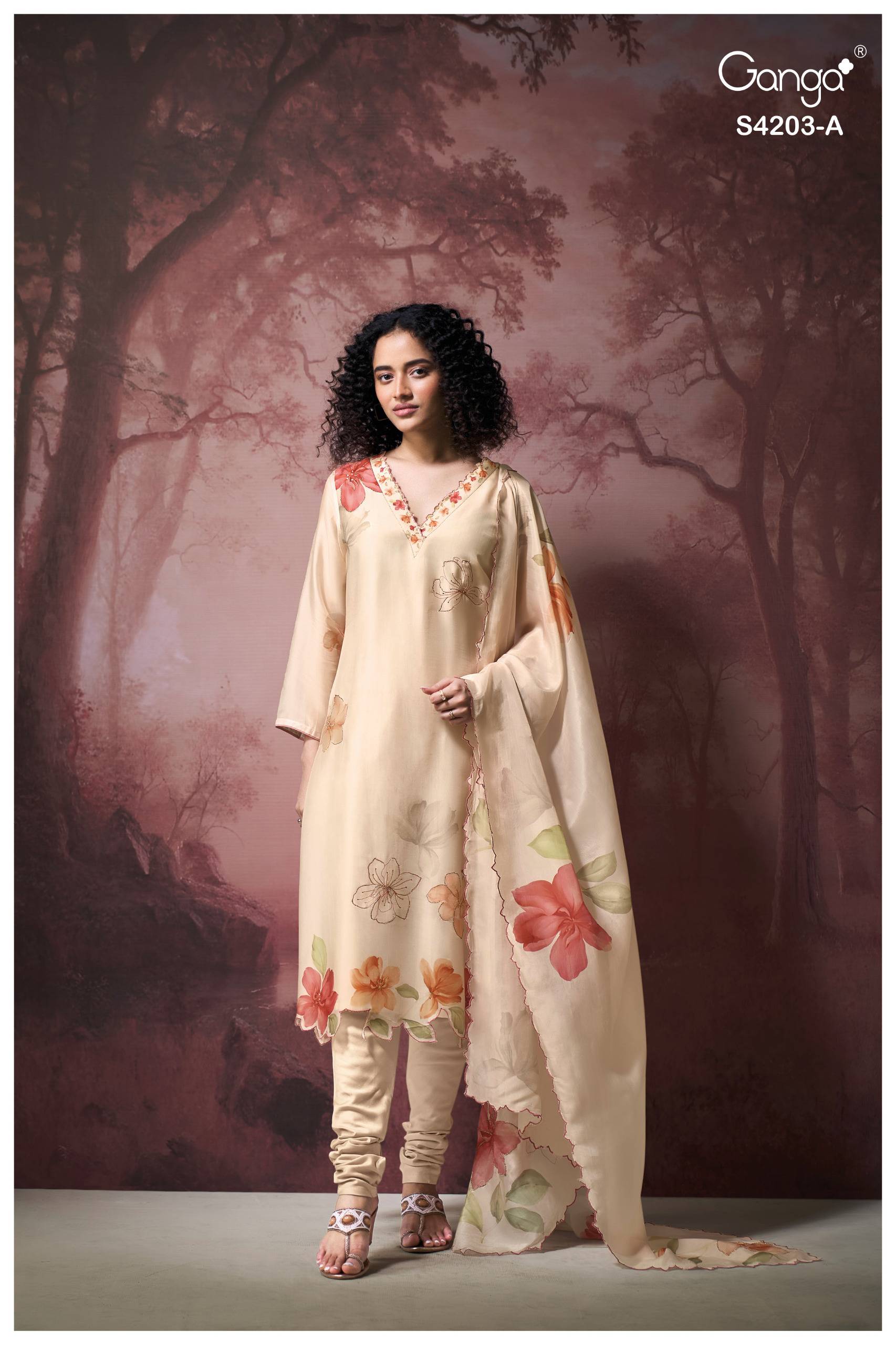 EKTHARA 4203 Series By GANGA FASHION Stylish Beautiful Colourful PURE BEMBERG SILK Dresses At Wholesale Price